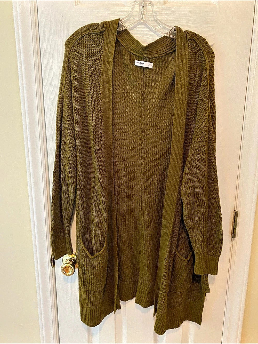 SONOMA Open Front Knit Cardigan in Green 2XL Like New
